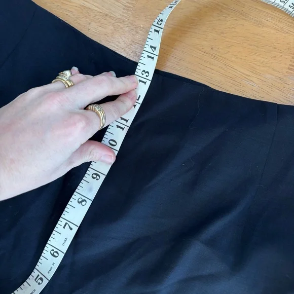 Oscar by Oscar De La Renta navy blue wool and leather trim pant suit 18W read - Picture 13 of 14